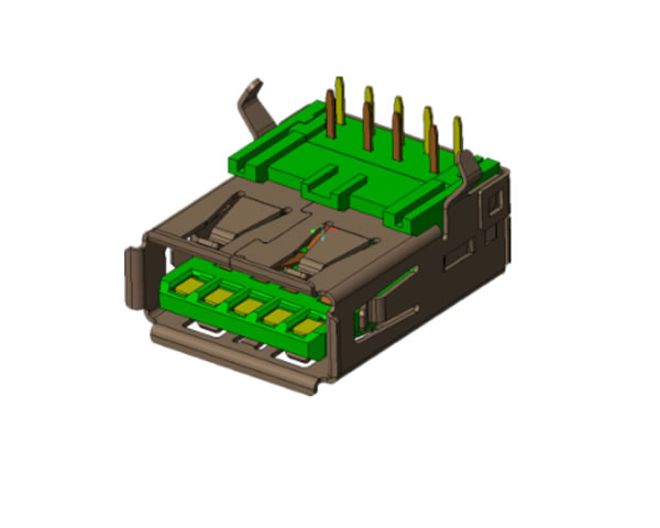 USB 3.0 AF 90度 板上彎腳有卷邊，L=16.7