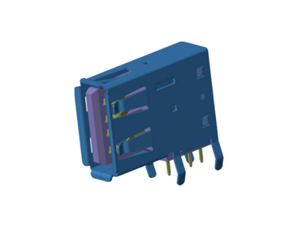 USB 2.0 AF側(cè)插DIP 90度有卷邊彎腳