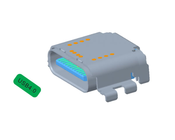 USB TYPE C 3.1 母座 有后蓋 雙殼 雙貼 CL=1.32mm，L=8.21mm